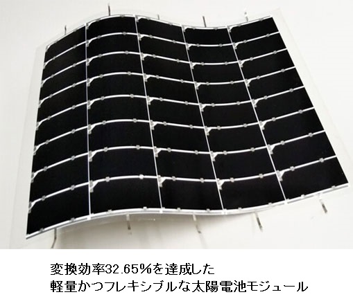 シャープ、実用サイズの軽量・フレキシブルな太陽電池モジュールで世界最高の変換効率を達成の概要写真